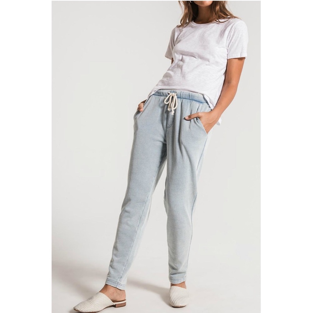 Z Supply Knit Denim Jogger Light Blue Medium